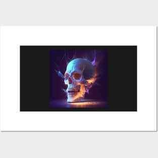 Light Fire Skull Art Posters and Art